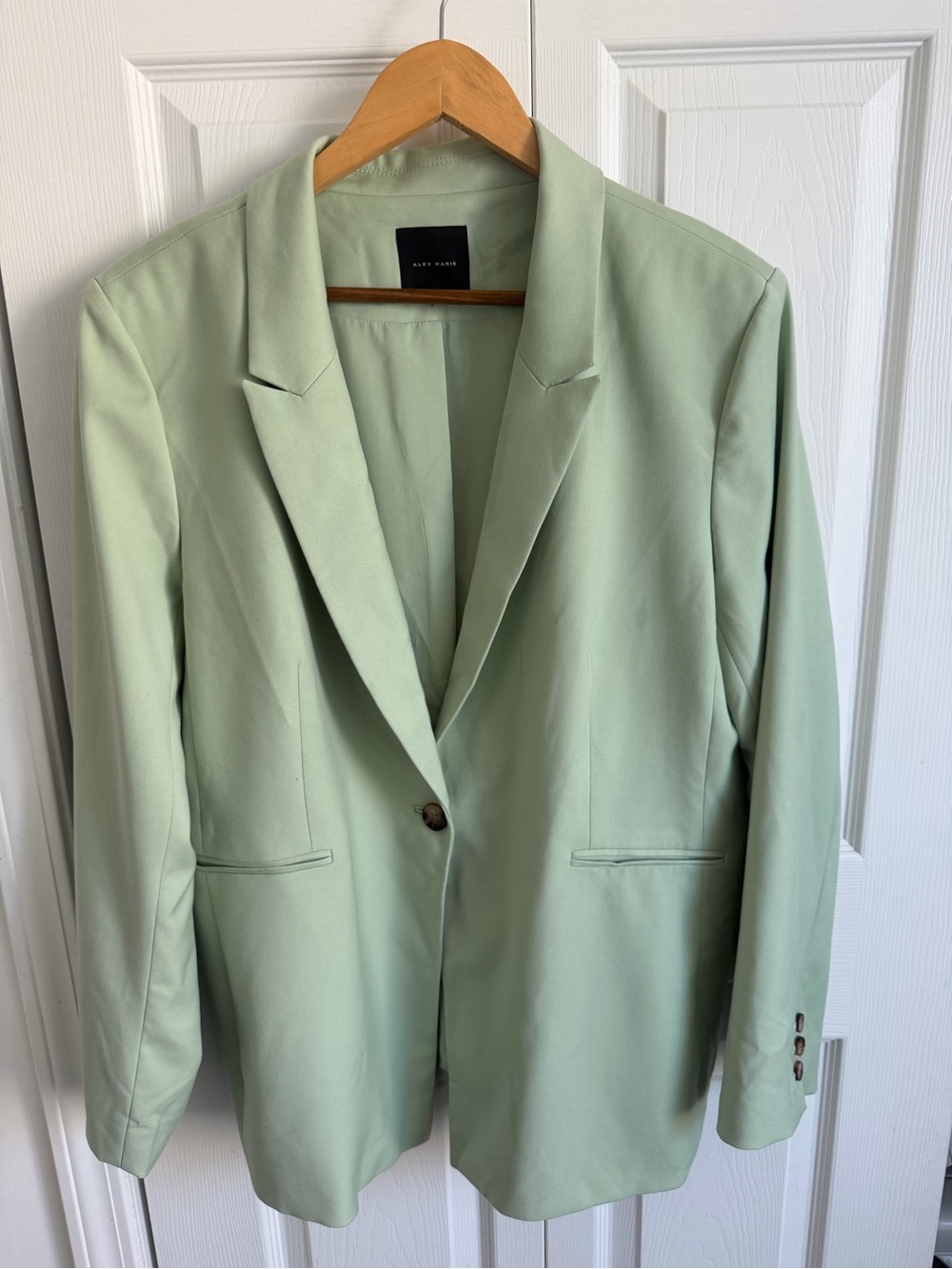 Alex Marie Light Mint Green Single-Button Blazer